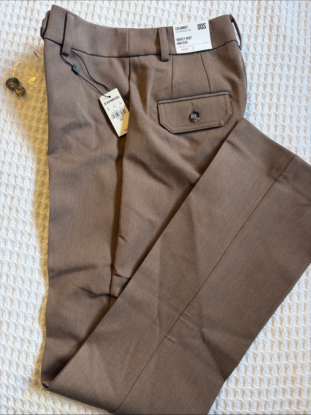 Express Women’s Columnist Barely Bootcut High Rise Dress Pants Light Brown